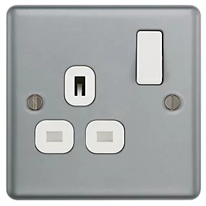 British General 13A 1-Gang DP Switched Metal Clad Power Socket with White Inserts 2 British General 13A 1-Gang DP Switched Metal Clad Power Socket with White Inserts - Image 2