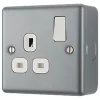 British General 13A 1-Gang DP Switched Metal Clad Power Socket with White Inserts -Cheap Back Boxes Store 121PF P