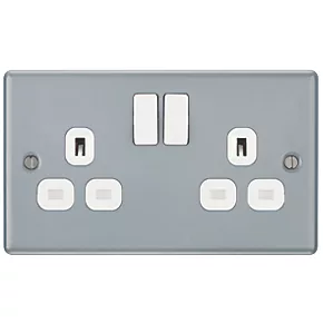 British General 13A 2-Gang DP Switched Metal Clad Power Socket with White Inserts 2 British General 13A 2-Gang DP Switched Metal Clad Power Socket with White Inserts - Image 2