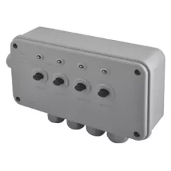 British General IP66 13A 4-Gang 4-Way Weatherproof Outdoor Switched Power Controller with LED