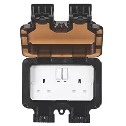 Knightsbridge OP9KW IP66 13A 2-Gang SP Weatherproof Outdoor Switched Weatherproof Outdoor Double Socket