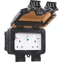 Knightsbridge OP9RCD IP66 13A 2-Gang DP Weatherproof Outdoor Switched Passive RCD Socket