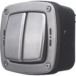 British General IP66 20A 2-Gang 2-Way Weatherproof Outdoor Switch with LED