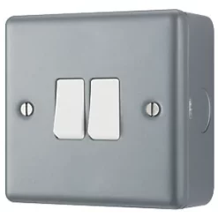 British General 10A 2-Gang 2-Way Metal Clad Light Switch with White Inserts