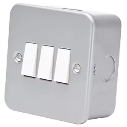 10AX 3-Gang 2-Way Metal Clad Switch with White Inserts