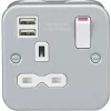 Knightsbridge MR9124 13A 1-Gang SP Switched Metal Clad Socket + 2.4A 2-Outlet Type A USB Charger with White Inserts -Cheap Back Boxes Store 284VF P