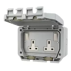 LAP IP66 13A 2-Gang DP Weatherproof Outdoor Switched Socket