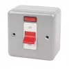 MK Metalclad Plus 32A 1-Gang DP Metal Clad Control Switch with Neon with White Inserts