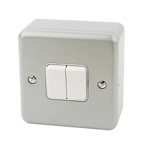 MK Metalclad Plus 10AX 2-Gang 2-Way Metal Clad Light Switch with White Inserts 1 MK Metalclad Plus 10AX 2-Gang 2-Way Metal Clad Light Switch with White Inserts