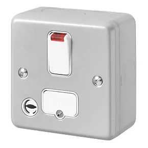MK Metal-Clad Plus 13A Switched Metal Clad Fused Spur & Flex Outlet with Neon with White Inserts 1 MK Metal-Clad Plus 13A Switched Metal Clad Fused Spur & Flex Outlet with Neon with White Inserts