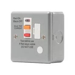 British General 13A Unswitched Metal Clad Passive Fused Spur & Flex Outlet with White Inserts