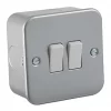 Knightsbridge M3000 10AX 2-Gang 2-Way Metal Clad 10AX Switch with White Inserts -Cheap Back Boxes Store 452VF P