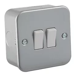 Knightsbridge M3000 10AX 2-Gang 2-Way Metal Clad 10AX Switch with White Inserts