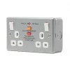 British General 13A 2-Gang SP Switched Metal Clad Passive RCD Switched Socket with White Inserts -Cheap Back Boxes Store 4714P P