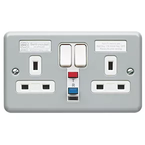 MK 13A 2-Gang DP Switched Metal Clad Active Plug Socket with White Inserts 2 MK 13A 2-Gang DP Switched Metal Clad Active Plug Socket with White Inserts - Image 2