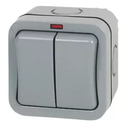 British General IP66 20A 2-Gang 2-Way Weatherproof Outdoor Switch with Neon