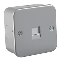 Knightsbridge M7400 Metal Clad Telephone Extension Socket Grey with White Inserts