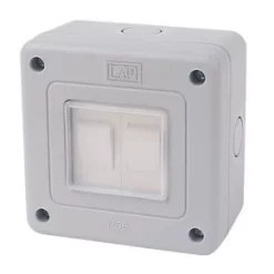 LAP IP66 10AX 2-Gang 2-Way Weatherproof Outdoor Switch