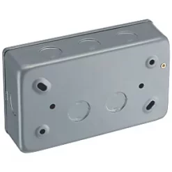 British General 13A 2-Gang SP Switched Metal Clad Socket + 4.2A 2-Outlet Type A & C USB Charger with White Inserts -Cheap Back Boxes Store 681PG A3