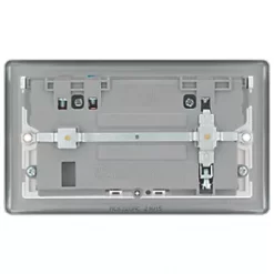 British General 13A 2-Gang SP Switched Metal Clad Socket + 4.2A 2-Outlet Type A & C USB Charger with White Inserts -Cheap Back Boxes Store 681PG A4