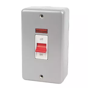 MK Metalclad Plus 45A 2-Gang DP Metal Clad Control Switch with Neon with White Inserts 1 MK Metalclad Plus 45A 2-Gang DP Metal Clad Control Switch with Neon with White Inserts