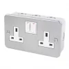 13A 2-Gang SP Switched Metal Clad Socket with White Inserts -Cheap Back Boxes Store 69127 P