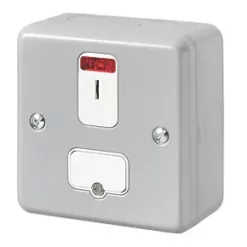 MK Metal-Clad Plus 13A Switched Metal Clad Fused Spur with Neon with White Inserts