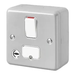 MK Metal-Clad Plus 13A Switched Metal Clad Fused Spur & Flex Outlet with White Inserts