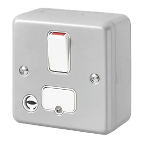 MK Metal-Clad Plus 13A Switched Metal Clad Fused Spur & Flex Outlet with White Inserts 1 MK Metal-Clad Plus 13A Switched Metal Clad Fused Spur & Flex Outlet with White Inserts