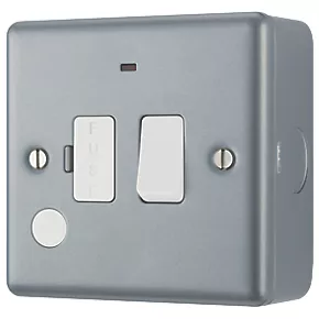 British General 13A Switched Metal Clad Fused Spur & Flex Outlet with LED with White Inserts 1 British General 13A Switched Metal Clad Fused Spur & Flex Outlet with LED with White Inserts