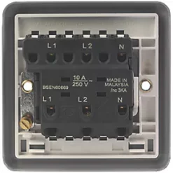 MK Metalclad Plus 10A 1-Gang 3-Pole Metal Clad Fan Isolator Switch with White Inserts -Cheap Back Boxes Store 74585 A3