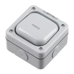 MK IP66 10A 1-Gang 1-Way Weatherproof Outdoor Switched Push Switch with Neon -Cheap Back Boxes Store 75836 A2