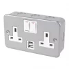 13A 2-Gang DP Switched Metal Clad Socket + 2.1A 2-Outlet Type A USB Charger with White Inserts 11 13A 2-Gang DP Switched Metal Clad Socket + 2.1A 2-Outlet Type A USB Charger with White Inserts -Cheap Back Boxes Store 8009J P