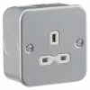 Knightsbridge MR7000U 13A 1-Gang Unswitched Metal Clad Metal Clad Unswitched Socket Grey with White Inserts
