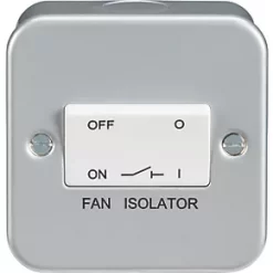 Knightsbridge M1100 10AX 1-Gang TP Metal Clad Fan Isolator Switch with White Inserts