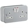 Knightsbridge MR9000 13A 2-Gang DP Switched Metal Clad Metal Clad Socket with White Inserts 4 Knightsbridge MR9000 13A 2-Gang DP Switched Metal Clad Metal Clad Socket with White Inserts -Cheap Back Boxes Store 919VF P