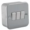 Knightsbridge M4000 10AX 3-Gang 2-Way Metal Clad 10AX Switch with White Inserts