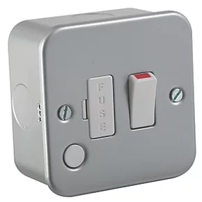 Knightsbridge M6300F 13A Switched Metal Clad Fused Spur & Flex Outlet with White Inserts 1 Knightsbridge M6300F 13A Switched Metal Clad Fused Spur & Flex Outlet with White Inserts
