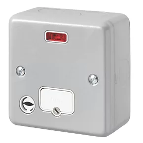 MK Metal-Clad Plus 13A Unswitched Metal Clad Fused Spur & Flex Outlet with Neon with White Inserts 1 MK Metal-Clad Plus 13A Unswitched Metal Clad Fused Spur & Flex Outlet with Neon with White Inserts